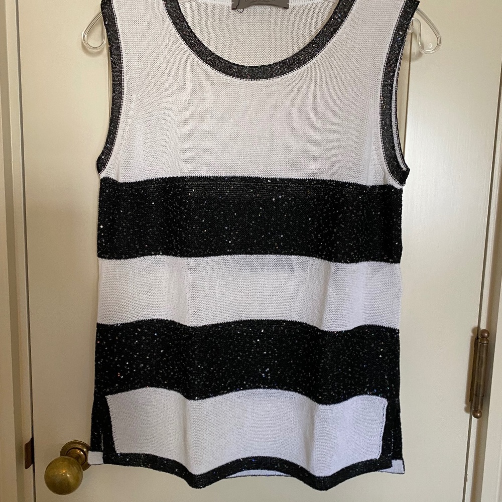 Striped Sequined Sleeveless Sweater
